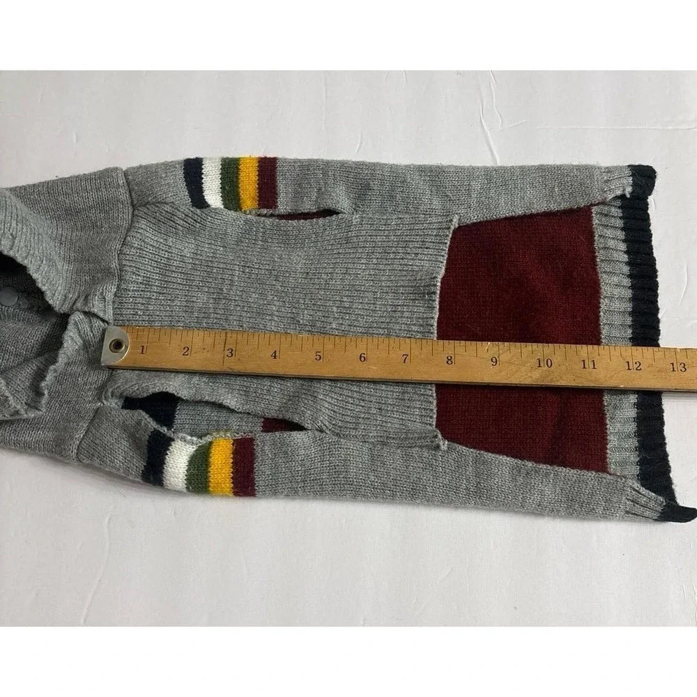 Dog Knit Hooded Sweater (Small) Gray with Stripes.